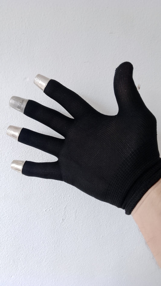 Kit de 8 Dedales más 2 Guantes elastizados para Tocar la Washboard Tabla 