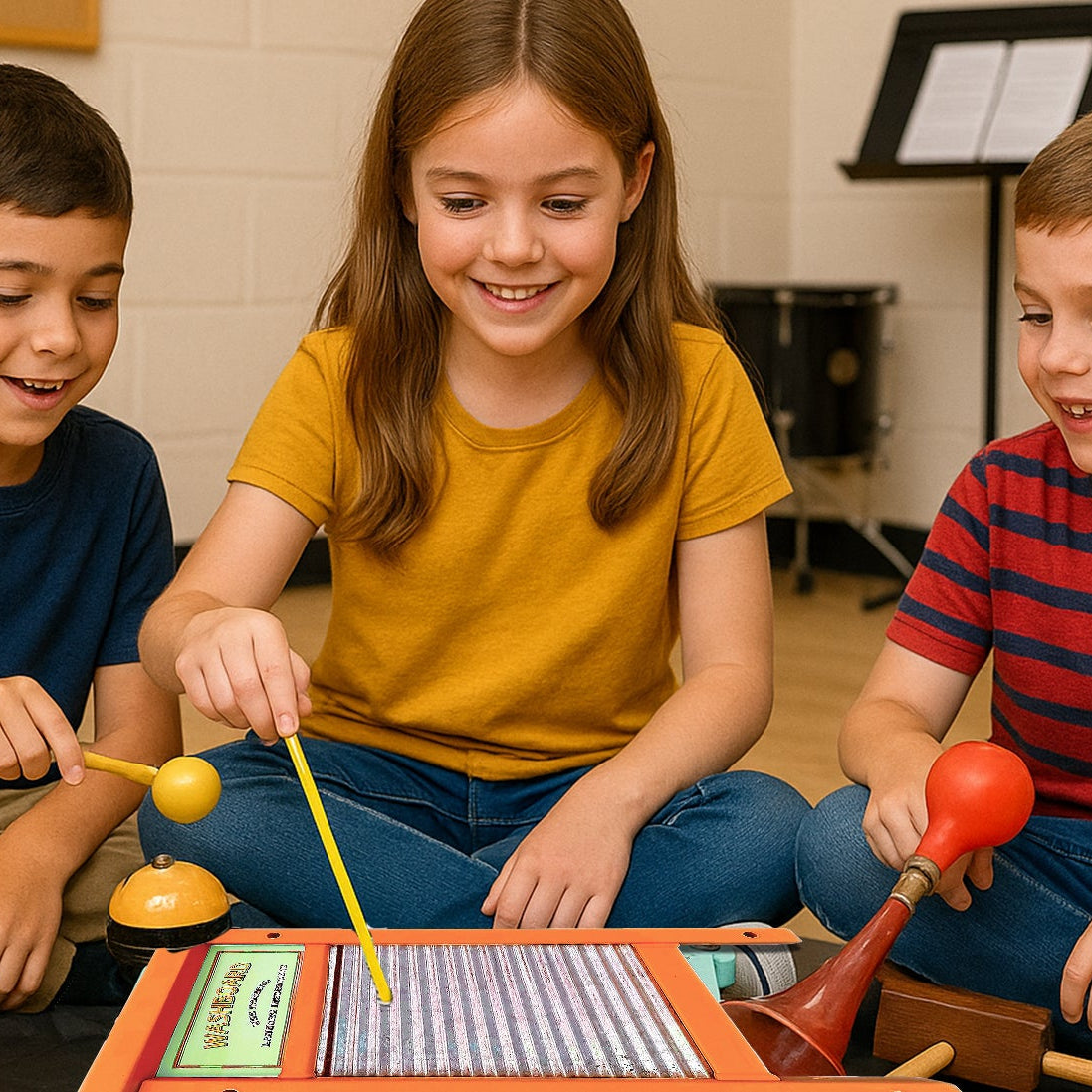 Kids Washboard Colorful Small Size Percussion Board with 1 Accessory